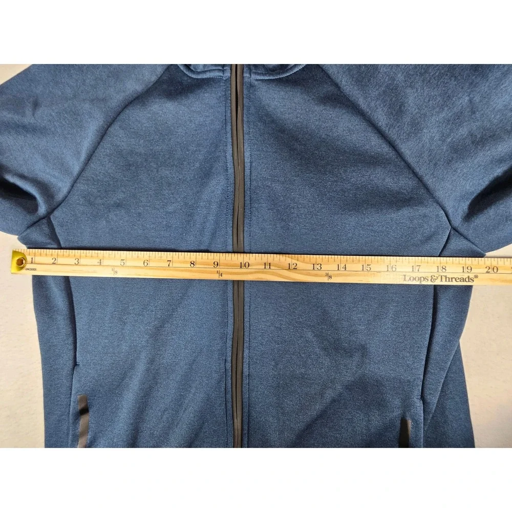 Adidas Mens Full Zip Hoodie Blue Heathered Performance Sweatshirt Large‎ RN88387